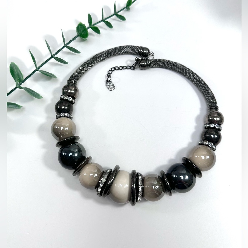 🖤You & I Chunky Beaded Mesh Collar Necklace